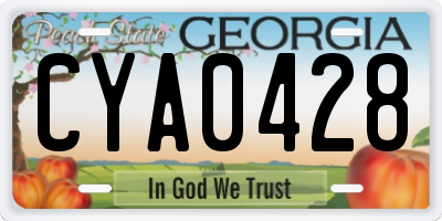 GA license plate CYA0428