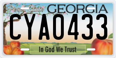 GA license plate CYA0433