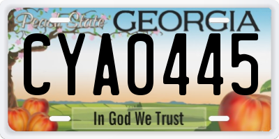 GA license plate CYA0445