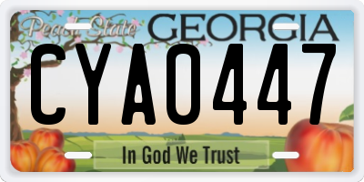 GA license plate CYA0447