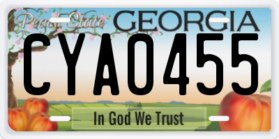 GA license plate CYA0455