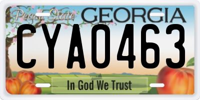 GA license plate CYA0463