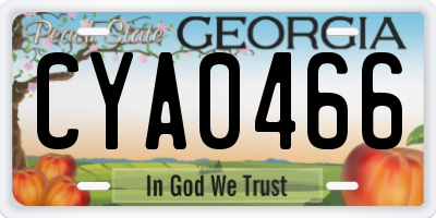 GA license plate CYA0466