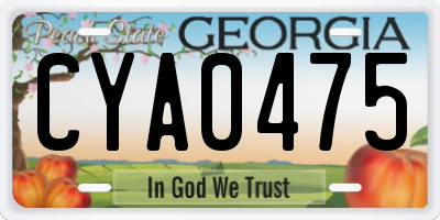 GA license plate CYA0475