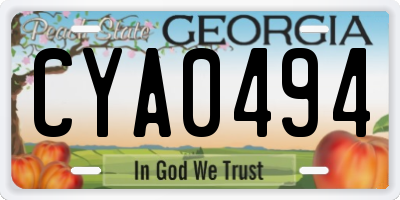 GA license plate CYA0494