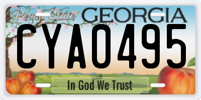 GA license plate CYA0495