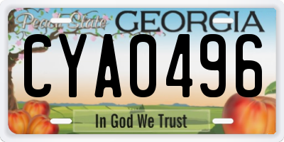 GA license plate CYA0496