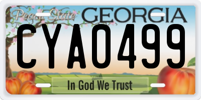 GA license plate CYA0499