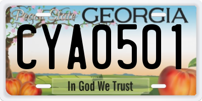 GA license plate CYA0501