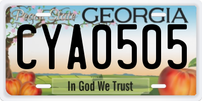 GA license plate CYA0505
