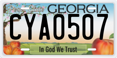 GA license plate CYA0507
