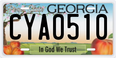 GA license plate CYA0510