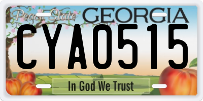 GA license plate CYA0515