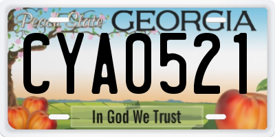 GA license plate CYA0521