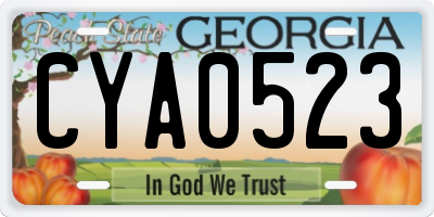 GA license plate CYA0523