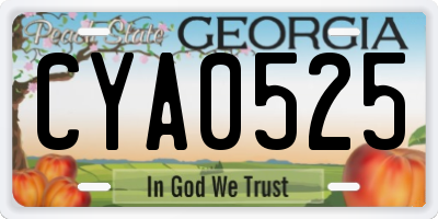 GA license plate CYA0525