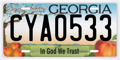 GA license plate CYA0533