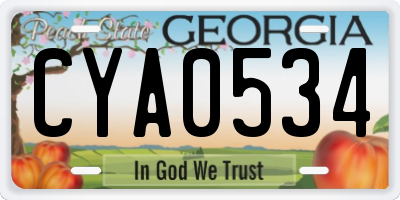 GA license plate CYA0534