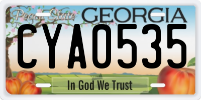GA license plate CYA0535