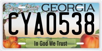 GA license plate CYA0538
