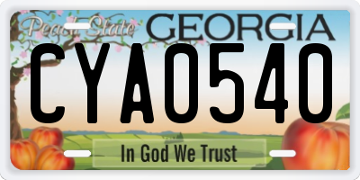 GA license plate CYA0540