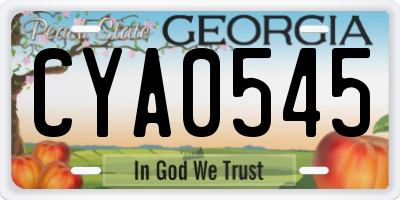 GA license plate CYA0545