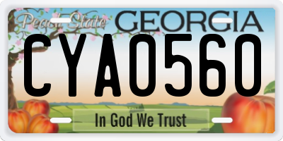 GA license plate CYA0560