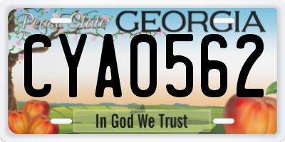 GA license plate CYA0562