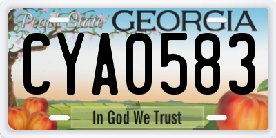 GA license plate CYA0583