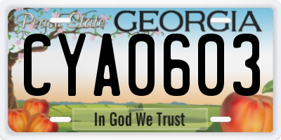 GA license plate CYA0603