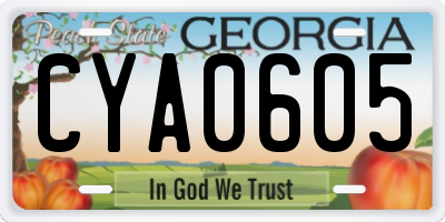 GA license plate CYA0605