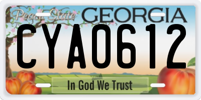 GA license plate CYA0612