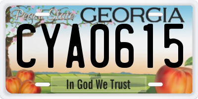 GA license plate CYA0615