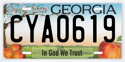 GA license plate CYA0619