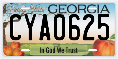GA license plate CYA0625