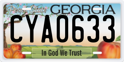 GA license plate CYA0633