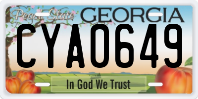 GA license plate CYA0649