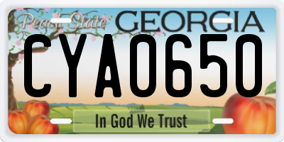 GA license plate CYA0650