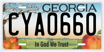 GA license plate CYA0660