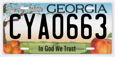 GA license plate CYA0663