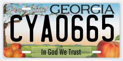 GA license plate CYA0665
