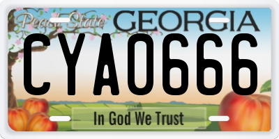 GA license plate CYA0666
