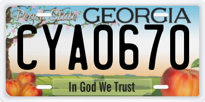 GA license plate CYA0670