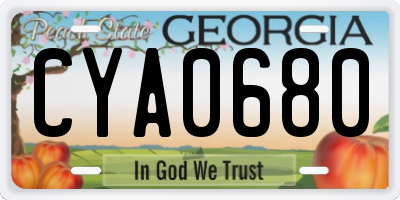 GA license plate CYA0680