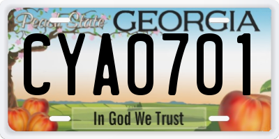 GA license plate CYA0701