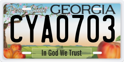 GA license plate CYA0703