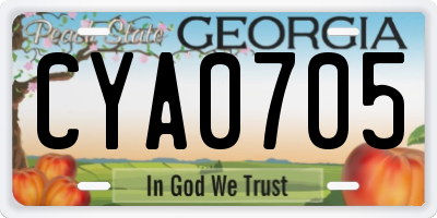 GA license plate CYA0705