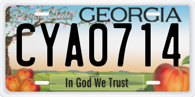 GA license plate CYA0714