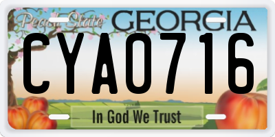 GA license plate CYA0716
