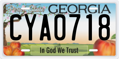 GA license plate CYA0718